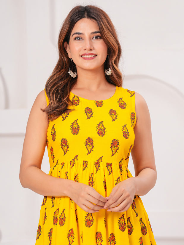 Vikanshi Classic Partywear Women Yellow Tops & Tunics (230502)
