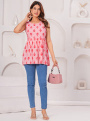Vikanshi Classic Partywear Women Pink Tops & Tunics (230502)