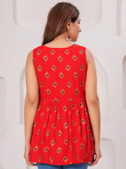 Vikanshi Classic Partywear Women Red Tops & Tunics (230502)