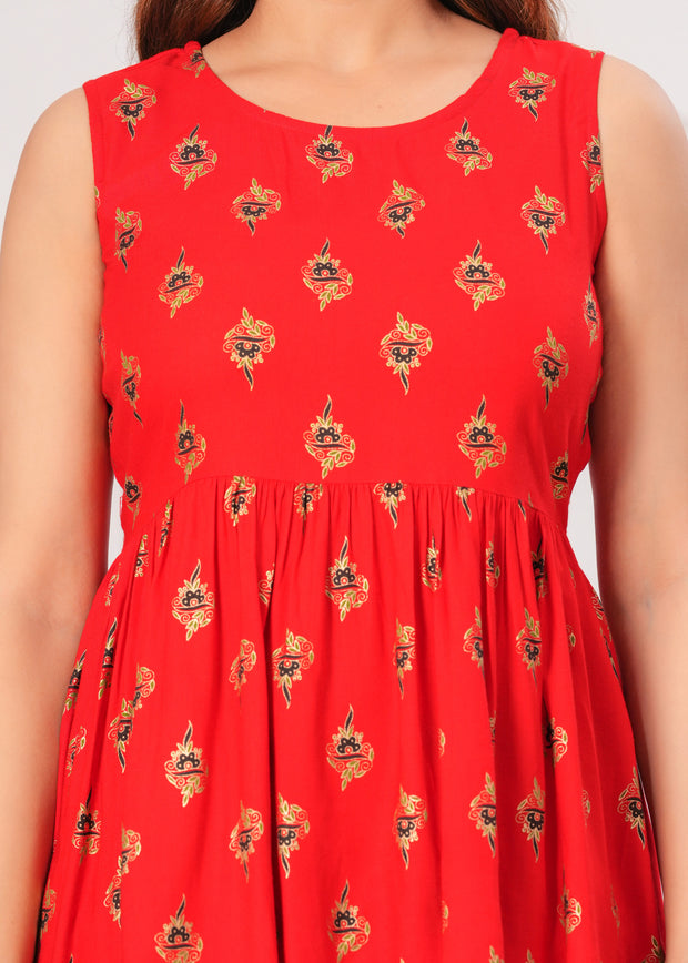 Vikanshi Classic Partywear Women Red Tops & Tunics (230502)