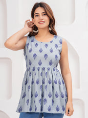 Vikanshi Classic Partywear Women Grey Tops & Tunics (230502)