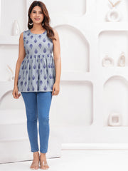 Vikanshi Classic Partywear Women Grey Tops & Tunics (230502)