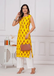 Vikanshi international rayon sleeveless coord set (1154) yellow