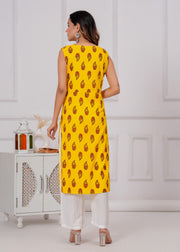 Vikanshi international rayon sleeveless coord set (1154) yellow