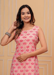 Vikanshi international rayon sleeveless coord set (1154) Pink