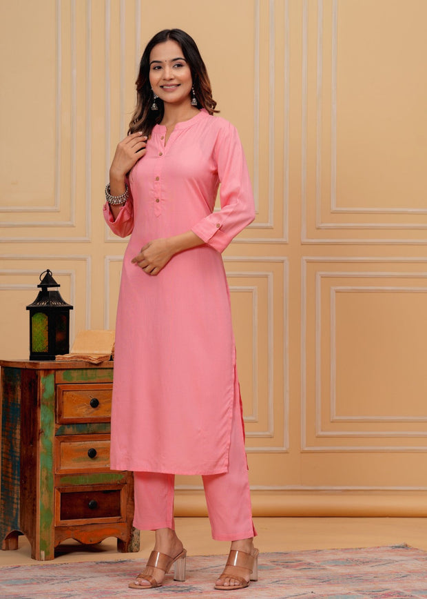 Premium rayon v neck 3/4 sleeve ankle length coord set (240201)