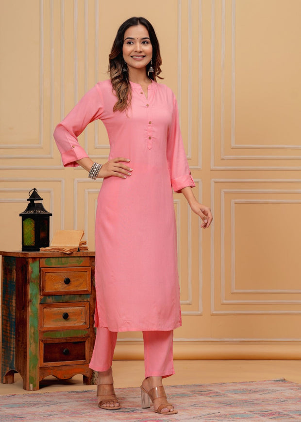 Premium rayon v neck 3/4 sleeve ankle length coord set (240201)