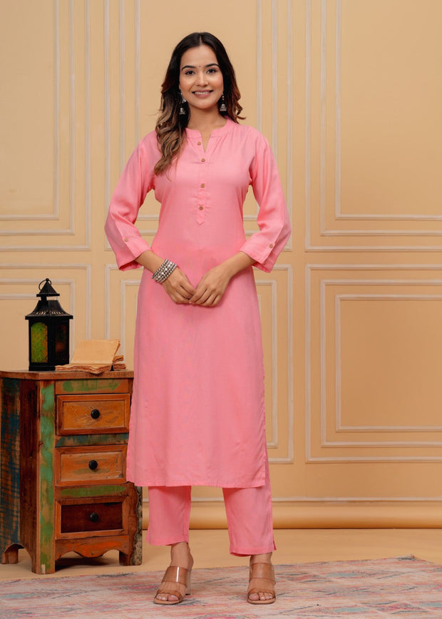 Premium rayon v neck 3/4 sleeve ankle length coord set (240201)