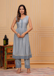 Vikanshi international rayon sleeveless coord set (1195)